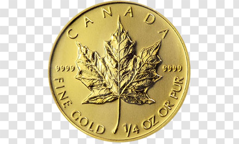 Bullion Coin Canadian Gold Maple Leaf Canada Transparent PNG