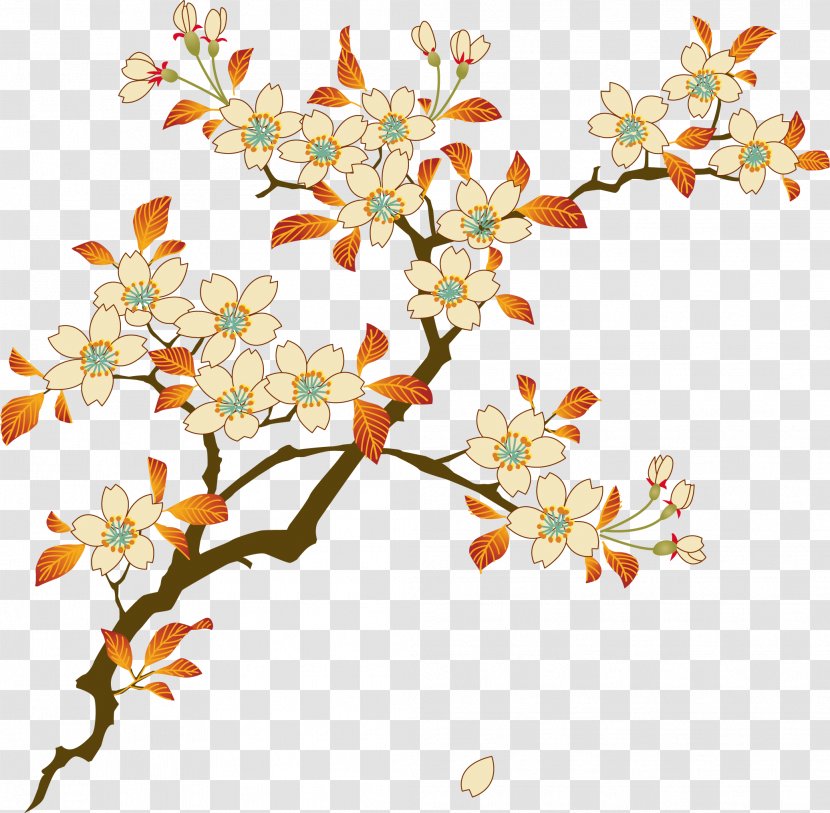 Cherry Blossom Euclidean Vector Flower - Twig - Plum Transparent PNG