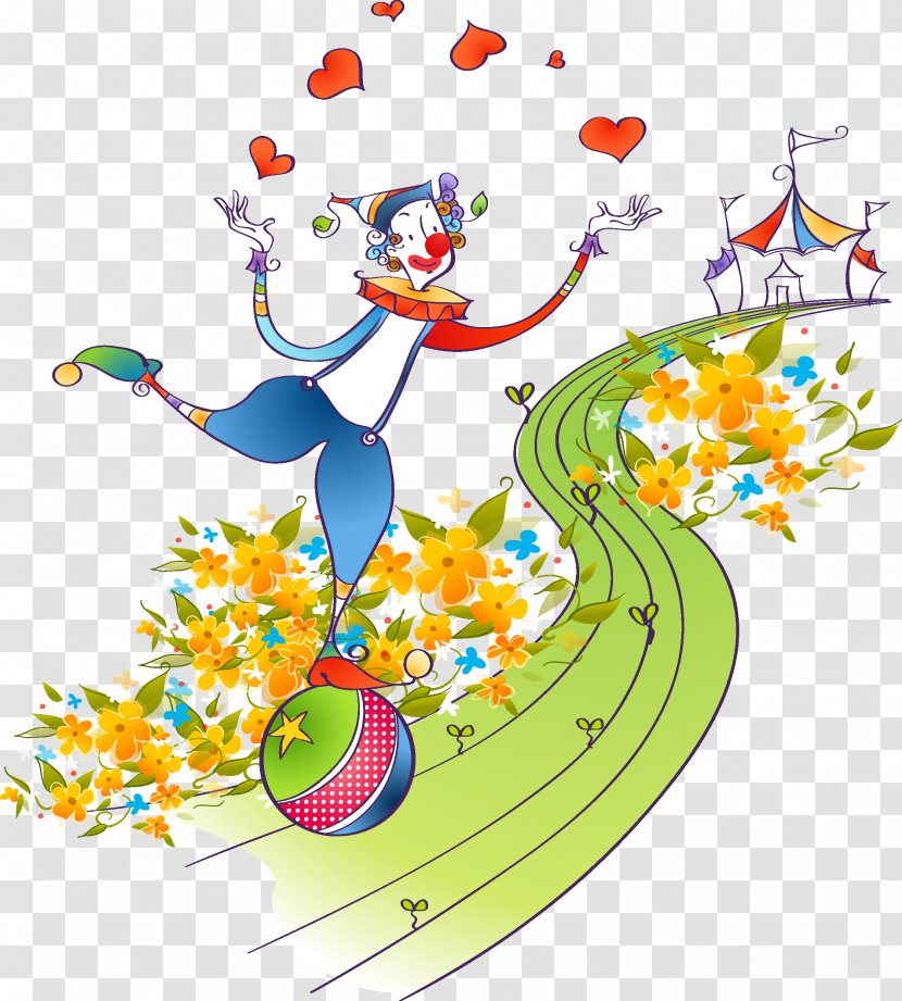 Performance Circus Juggling Clown - Fictional Character - Hand-painted Transparent PNG