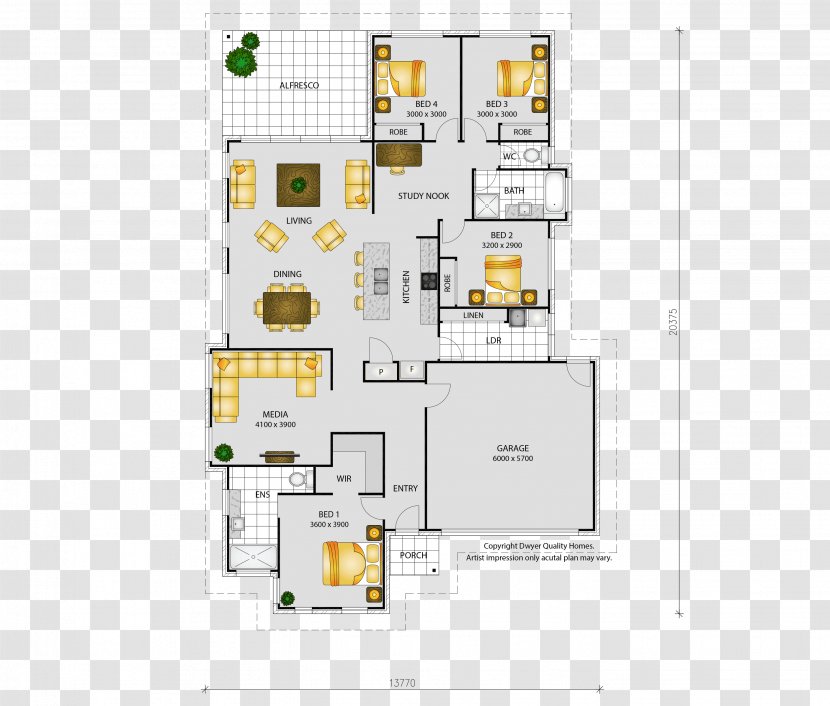 Floor Plan Square Meter - Yellow - Design Transparent PNG