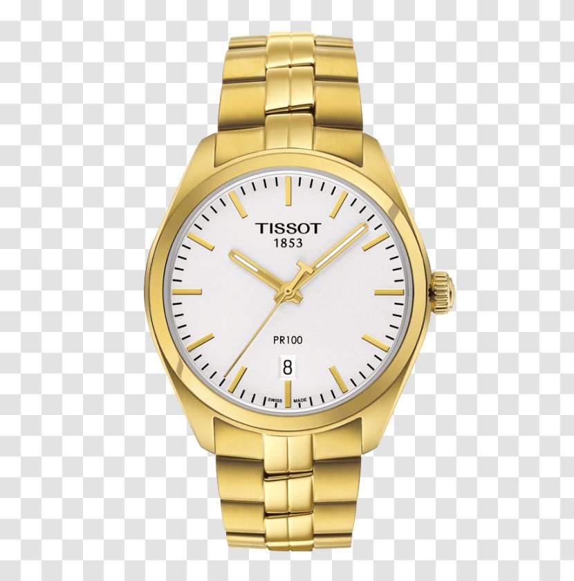 Tissot PR 100 Chronograph Watch Gold Bracelet Transparent PNG