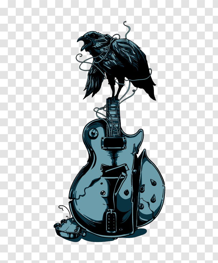 T-shirt Visual Arts Clip Art - Watercolor - Crow And Guitar Transparent PNG