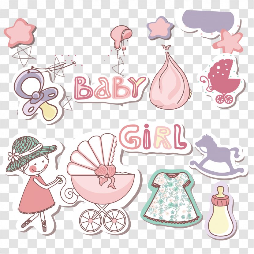 Infant Birth Clip Art - Artwork - Pink SongZi Crane Card Vector Material Transparent PNG