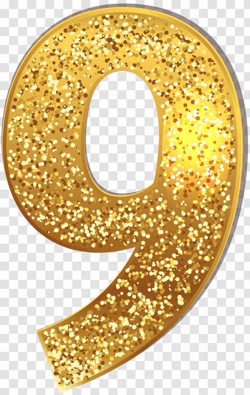 Clip Art - Yellow - Number Nine Gold Shining Image Transparent PNG