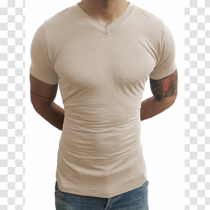 T-shirt Collar Sleeve Neck Beige Transparent PNG