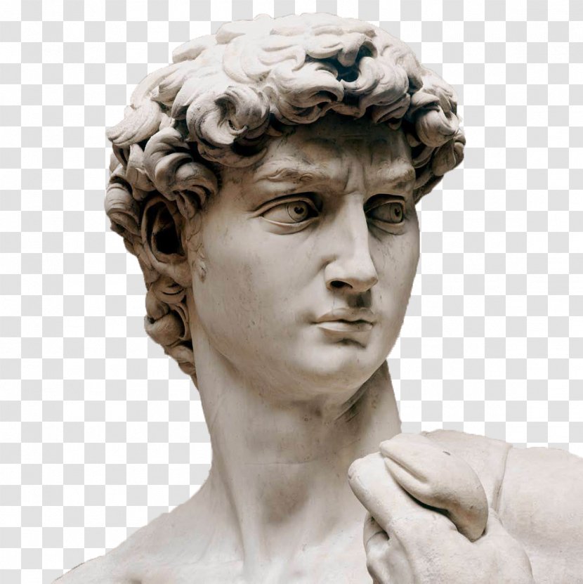 Michelangelo David Marble Sculpture Galleria Dell'Accademia - Forehead - Roman Statue Head Transparent PNG