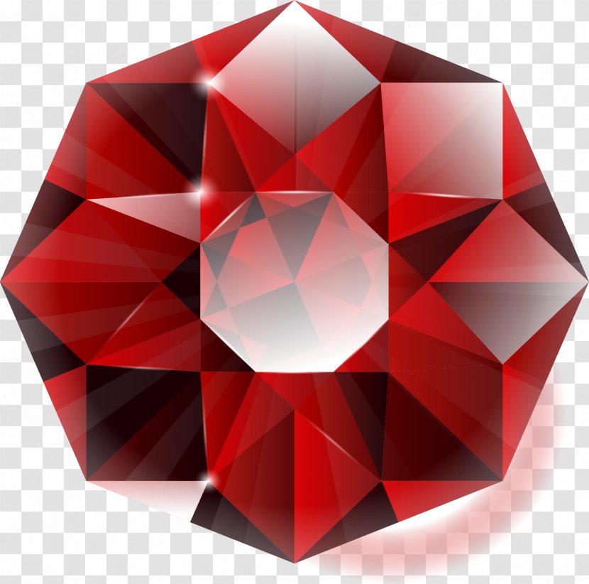 Ruby Euclidean Vector Gemstone - Pixel - Cut Surface Transparent PNG