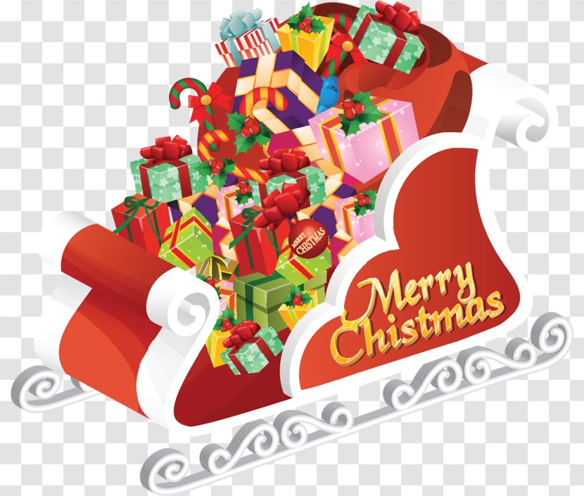 Santa Claus Reindeer Sled Christmas Gift - Food - Sleigh Transparent PNG