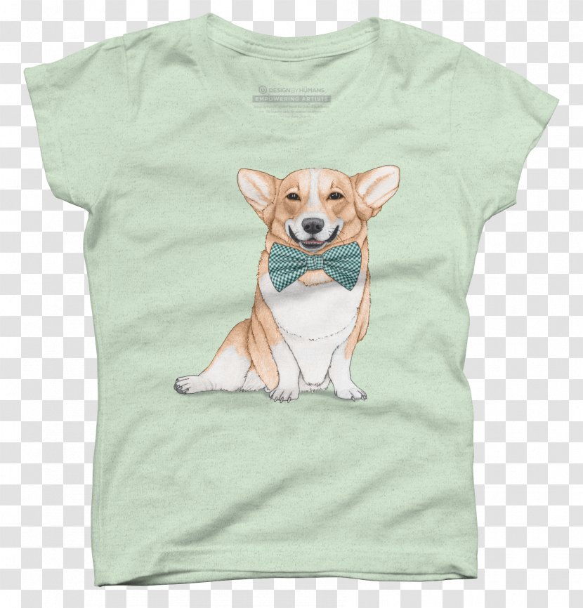 T-shirt Hoodie Sleeve Crew Neck - Longsleeved Tshirt - Corgi Transparent PNG