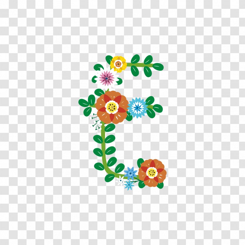 Letter Flower Wreath - Floral Design - E Transparent PNG