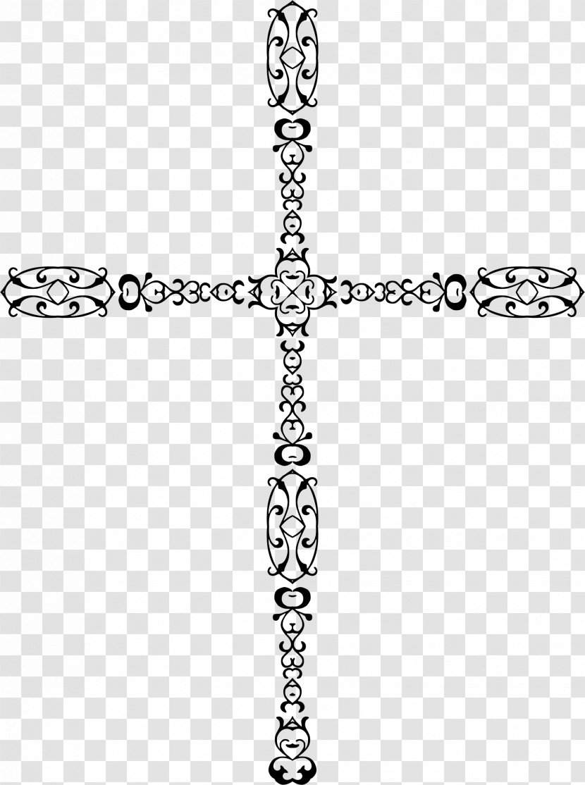 Christian Cross Clip Art - Black And White - Elegant Transparent PNG