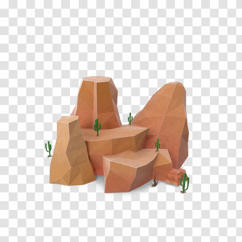 Low Poly Boulder Rock - Cactus Transparent PNG