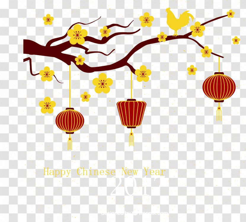 Chinese New Year Lunar Clip Art - Golden Background With Branch Transparent PNG