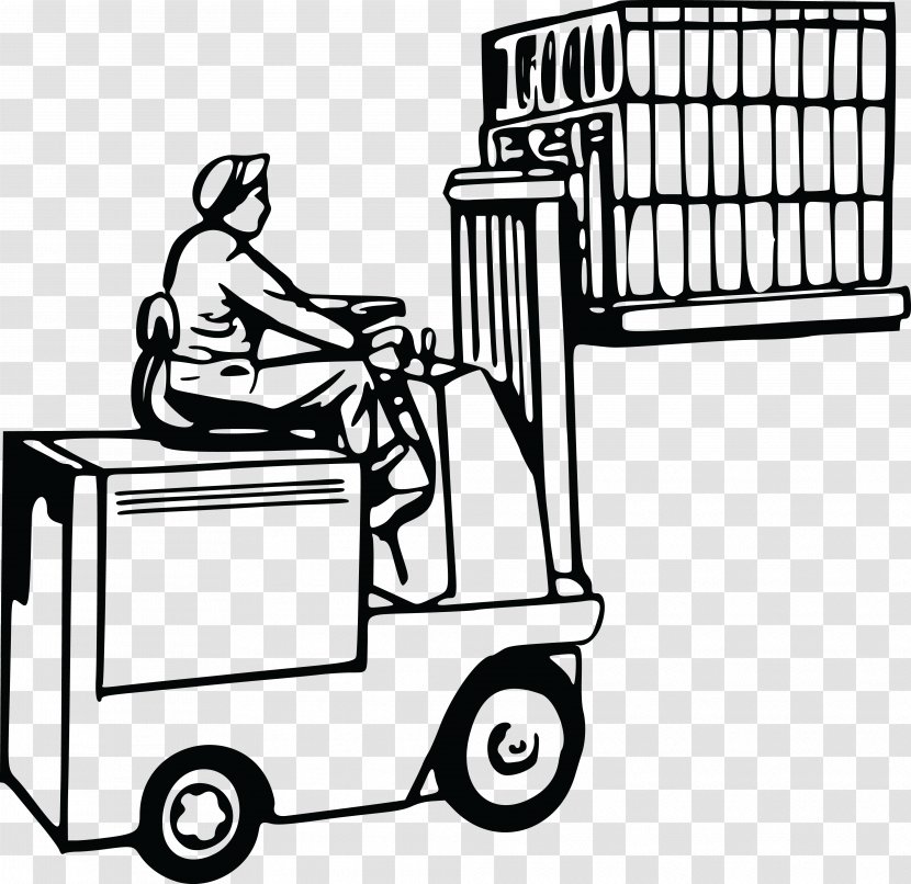 Forklift Truck Clip Art - Black And White - Clipart Transparent PNG