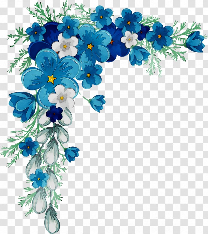 Clip Art Flower Blue Borders And Frames - Floral Design - Bouquet Transparent PNG