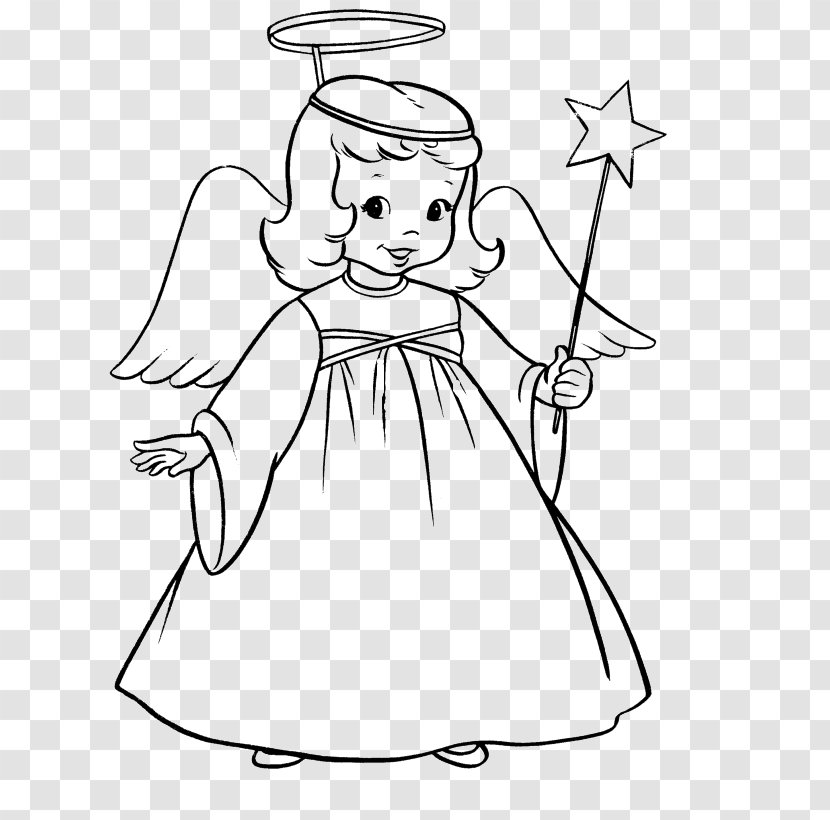 Coloring Book Child Adult Clip Art - Silhouette - Picture Of A Christmas Angel Transparent PNG