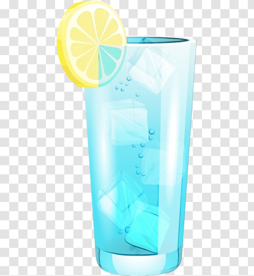 Highball Glass Drink Aqua Blue Lagoon Drinkware - Wet Ink - Cocktail Transparent PNG