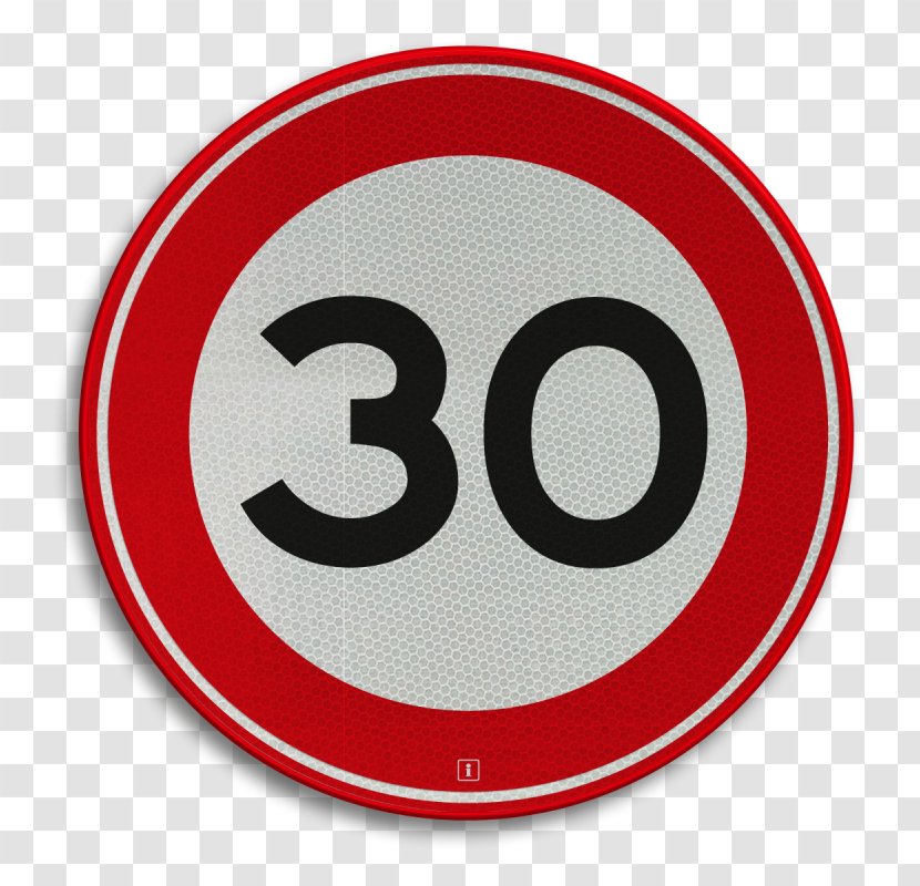 30 Km/h Zone Kilometer Per Hour Traffic Sign Information Woerden - Number - Meaning Transparent PNG