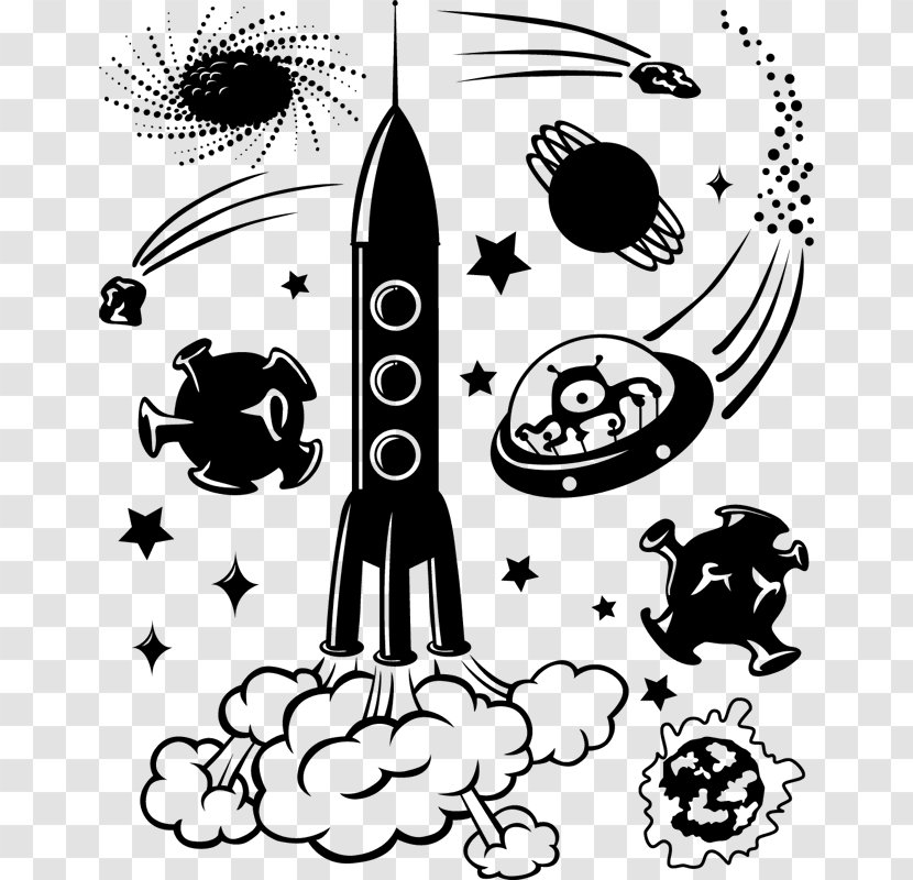 Wall Decal Silhouette Spacecraft Sticker - Monochrome Photography Transparent PNG