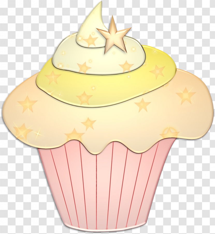 Cupcake Baking Cup Icing Buttercream Pink - Dessert - Yellow Transparent PNG