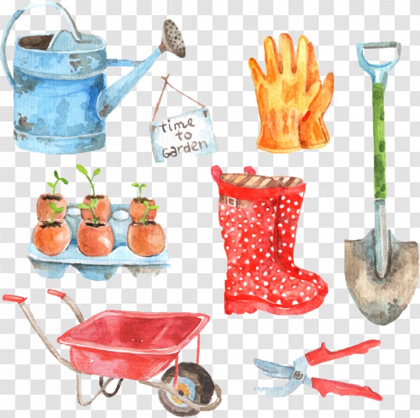 Watercolor Painting Gardening Garden Tool Illustration - Drawing - Tools Image Transparent PNG