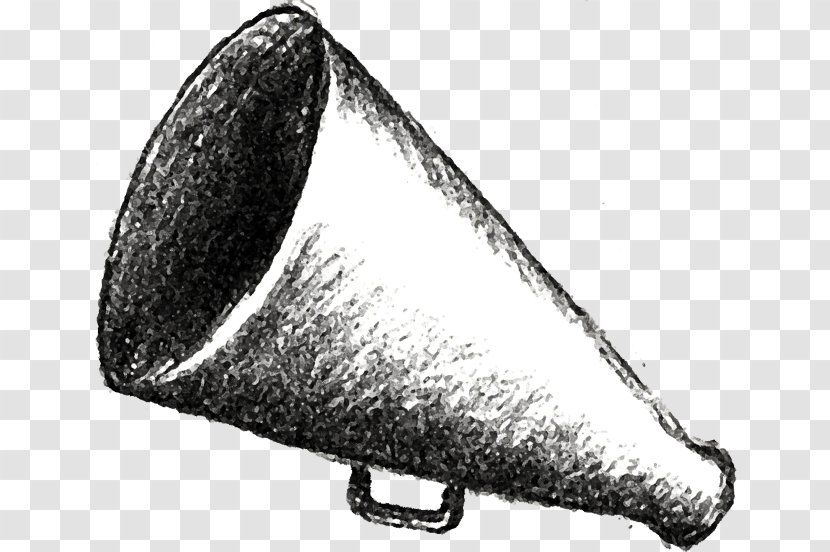 Megaphone Cheerleading Clip Art - Black And White Transparent PNG