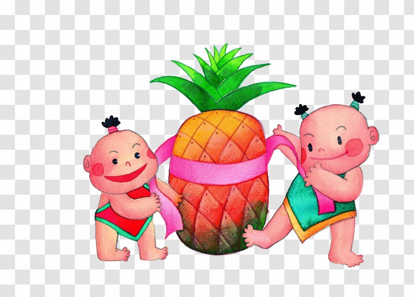 Cartoon Chinese New Year Illustration - Food - The Baby Pineapple Transparent PNG