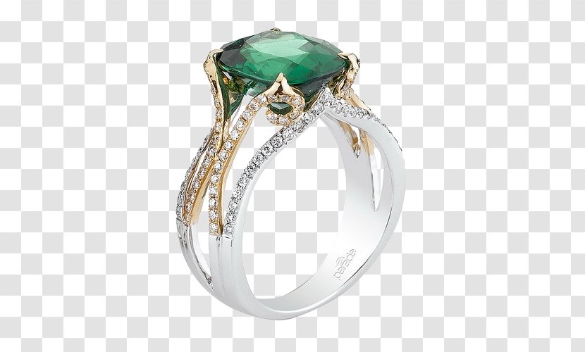 Emerald Ring Diamond Jewellery Tsavorite - Wedding Transparent PNG