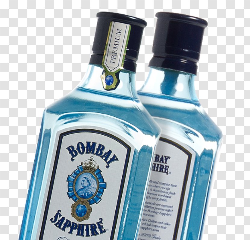 Liqueur Gin Glass Bottle Distillation Bombay Sapphire - Centiliter Transparent PNG
