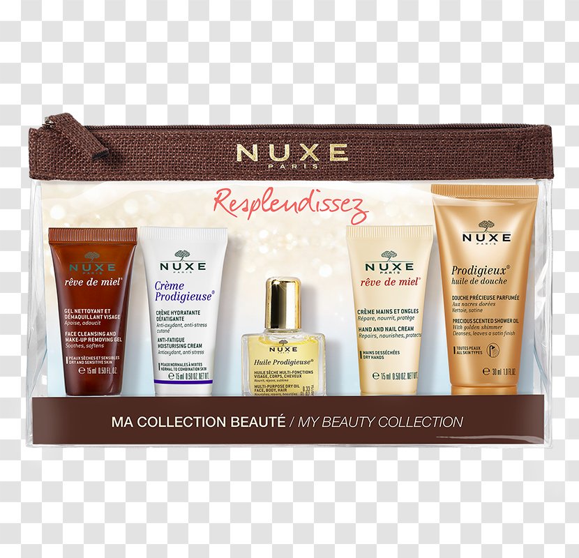 NUXE Winter Travel Kit Nuxe Huile Prodigieuse Multi-Purpose Dry Oil Cosmetics Skin Care Cosmetic & Toiletry Bags - Cream - Fantastic Voyage Transparent PNG
