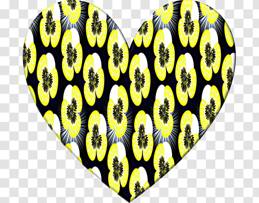 Insect Font Pattern Heart M. Butterfly - Yellow - Aime Badge Transparent PNG
