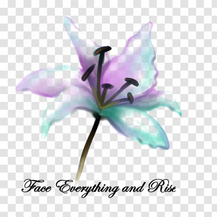 Plant Stem Lily M - Purple - Turquoise Water Colour Transparent PNG