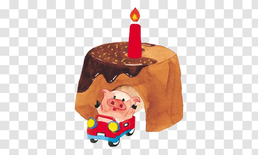 Birthday Cake Watercolor Painting Illustration - Candle Transparent PNG