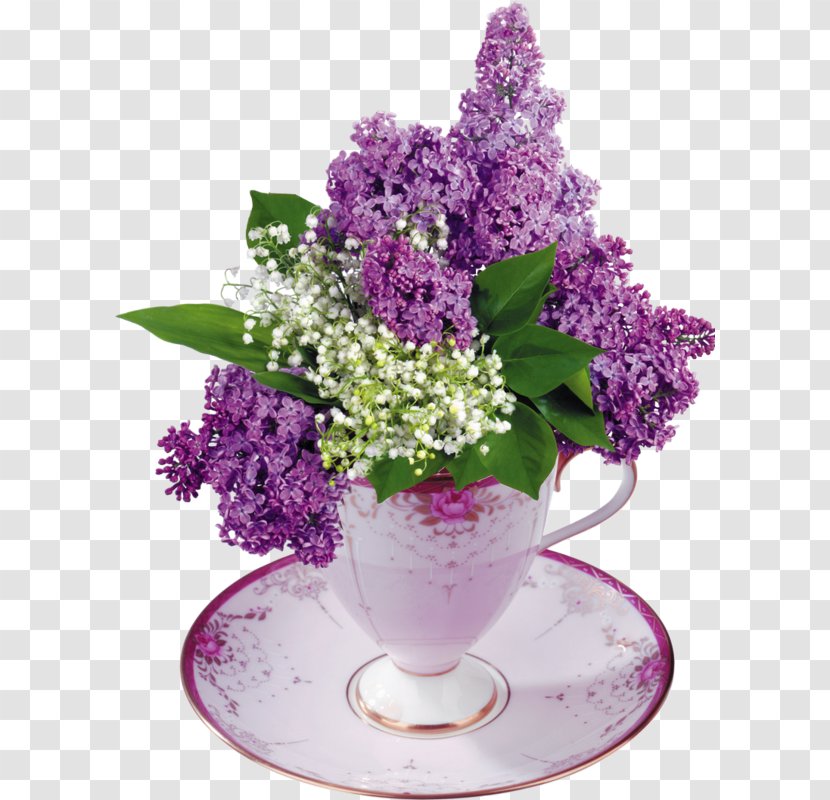 Flower Bouquet Common Lilac Garden Roses - Lily Of The Valley Transparent PNG