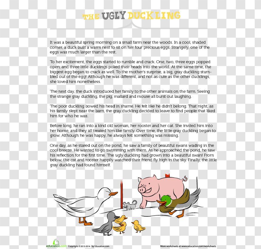 The Ugly Duckling Boy Who Cried Wolf Fairy Tale Reading Comprehension Transparent PNG