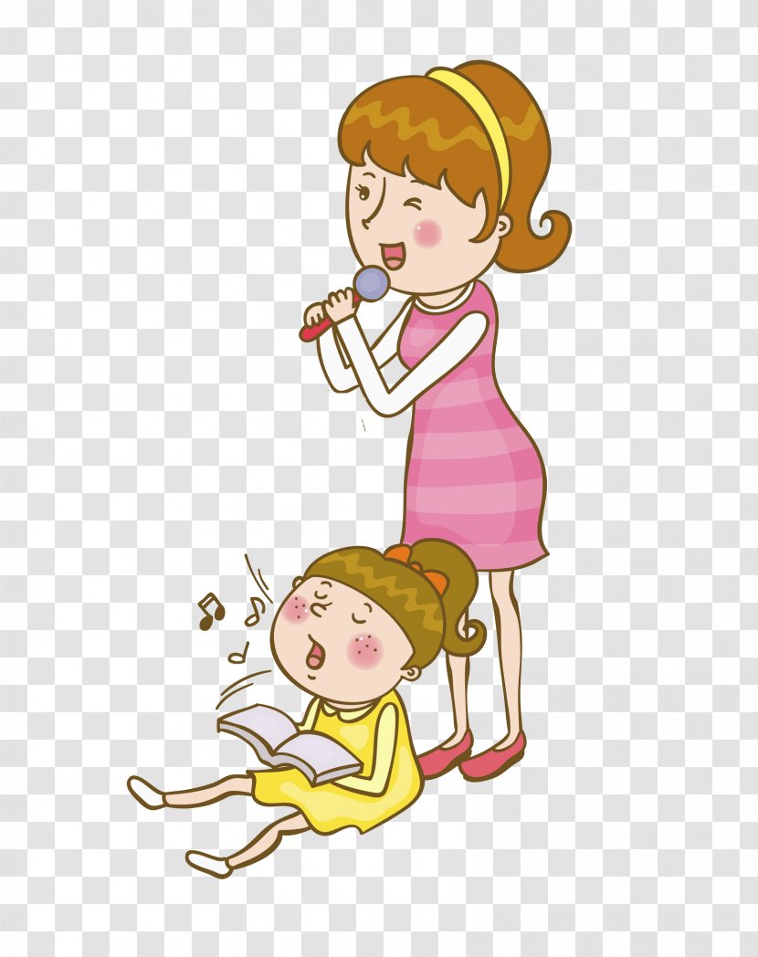 Cartoon Illustration - Watercolor - Singing Scene Transparent PNG