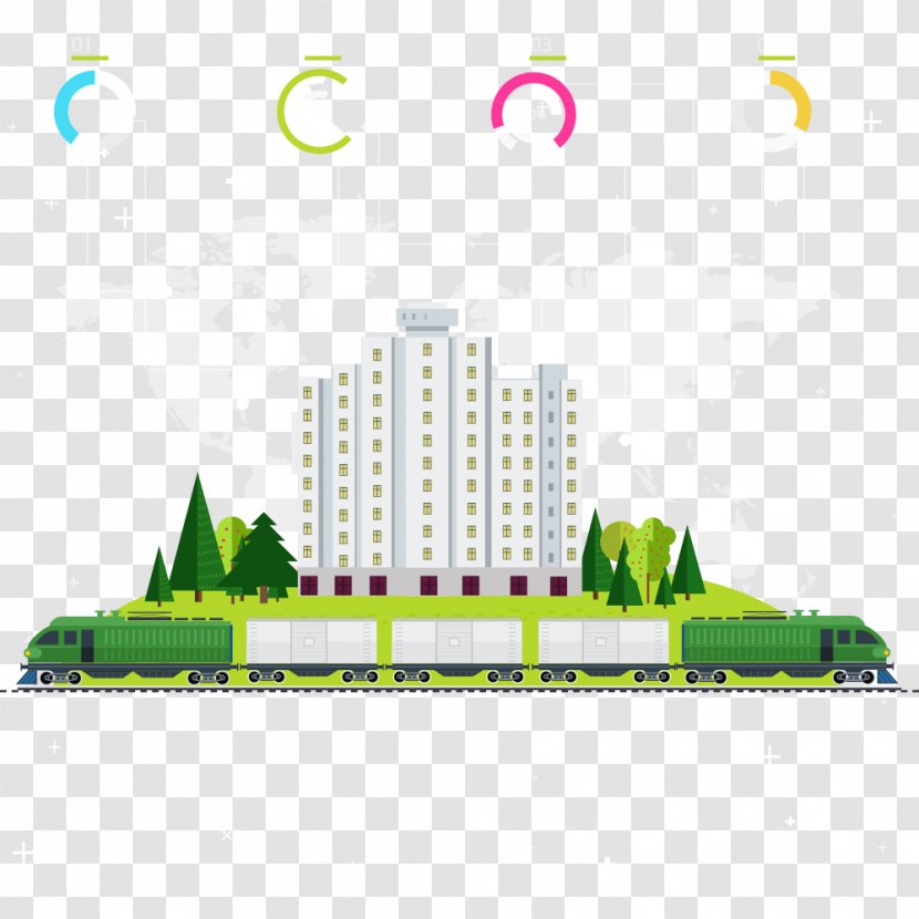 Train Cartoon Illustration - Diagram - Vector Green Building Transparent PNG