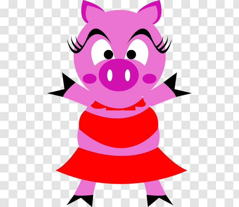 Domestic Pig Porky Cartoon Clip Art - Pink Angry Boar Transparent PNG