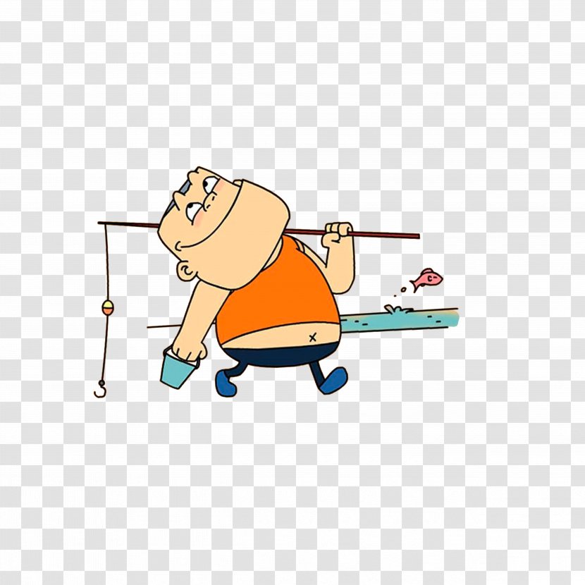 Fishing Rod Drawing - Finger - A Child Who Takes Pole To Go Transparent PNG