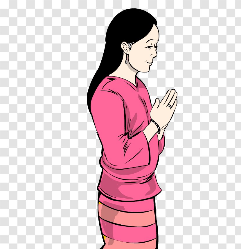 Thai Greeting Woman Hug - Tree - Clipart Transparent PNG