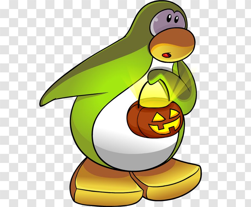 Penguin Halloween Clip Art Goose Bird - Flightless - Lime Green Transparent PNG