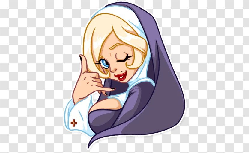 NUN STICKER Telegram Woman - Cartoon - Naughty Transparent PNG