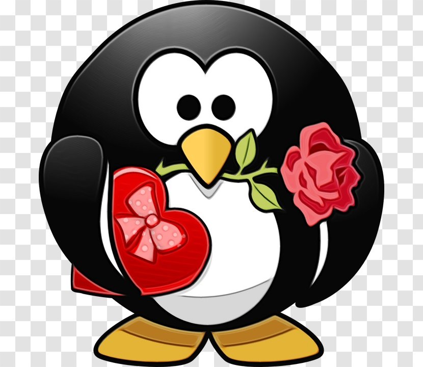 Penguin - Watercolor - Heart Love Transparent PNG