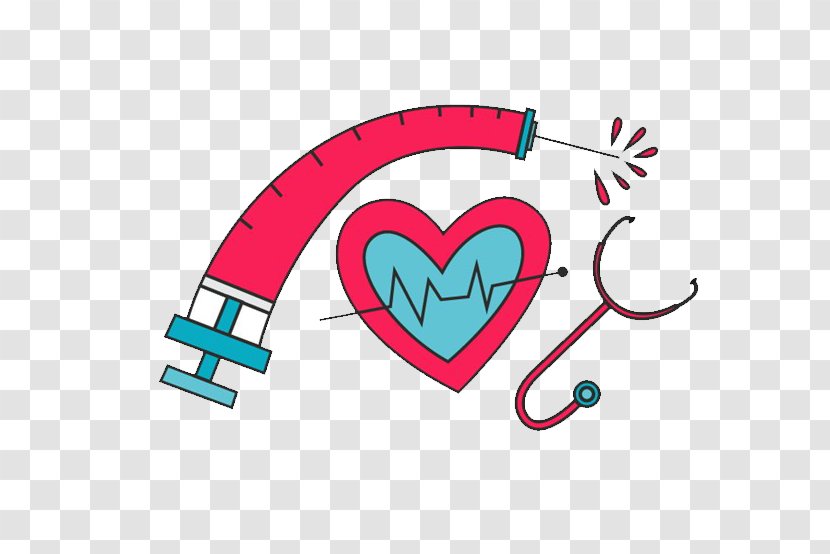 Heart Stethoscope Syringe Euclidean Vector - Silhouette - Painted Transparent PNG