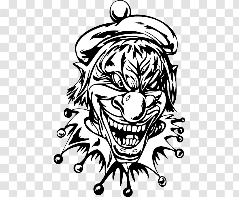 Clown Royalty-free Clip Art - Fictional Character - Vicious Black And White Image Of A Monster Face Transparent PNG