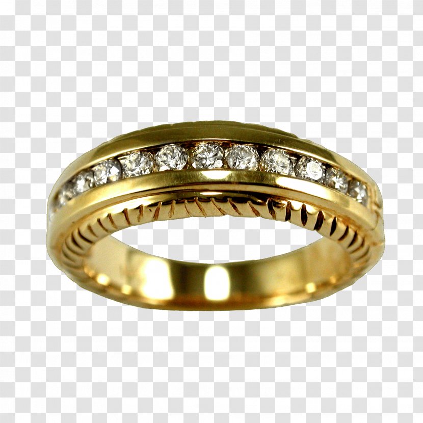 Wedding Ring Silver Gold Diamond - Bezel Transparent PNG