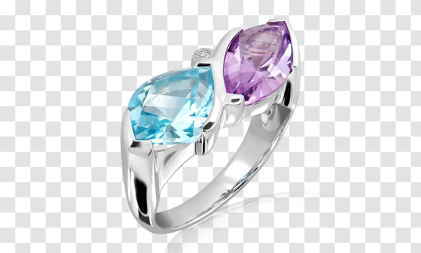 Amethyst Jewellery Sapphire Wedding Ring Crystal - Purple - Silver Transparent PNG