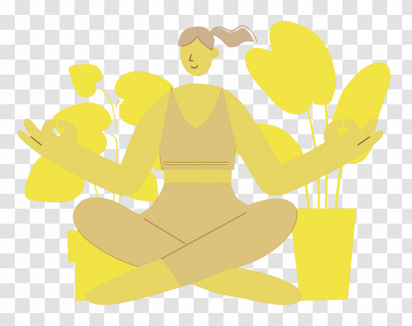 Cartoon Yellow Sitting Happiness Behavior Transparent PNG