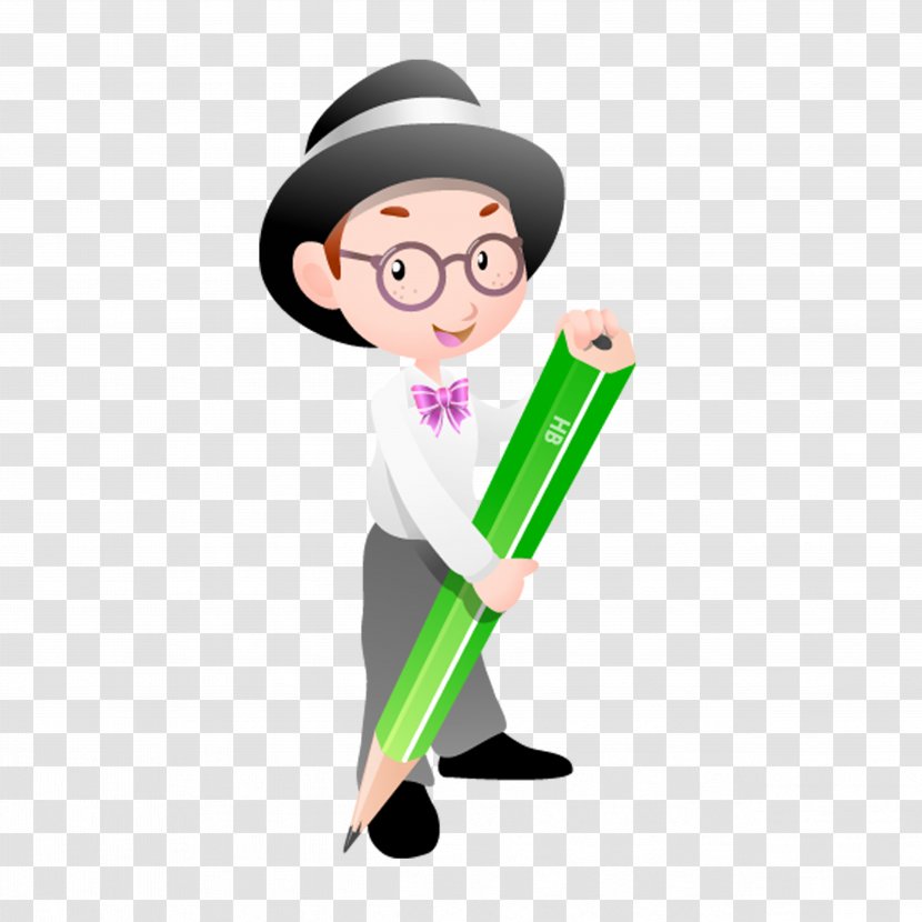 Pencil Cartoon - Gentleman - Boy Holding A Topper Transparent PNG