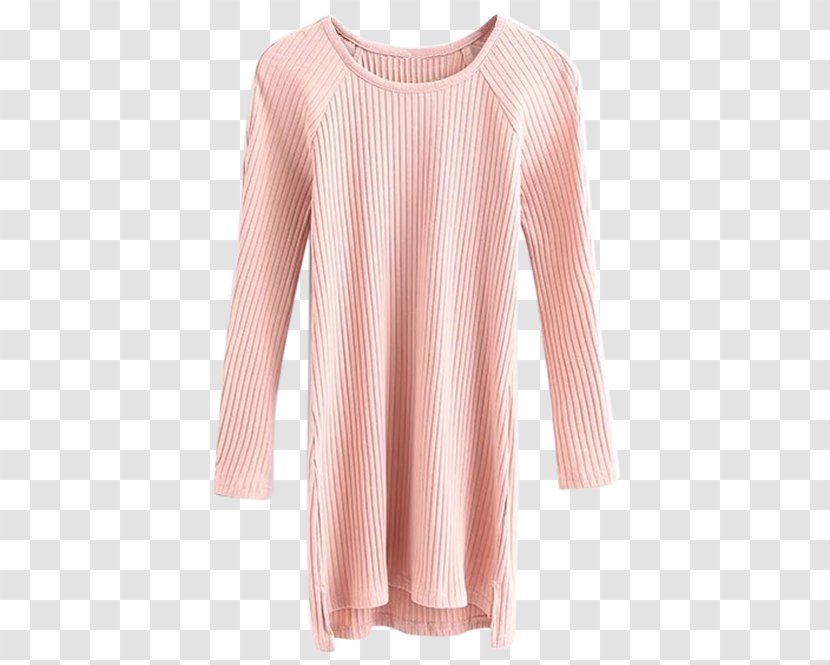 Sleeve Clothing Sweater Dress Neckline - Peach - Pale Clothes Transparent PNG